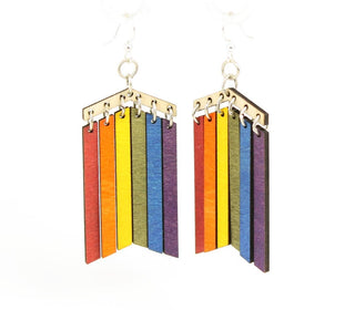 Pride Dangle Earrings | Laser-Cut Wood & Stainless Steel