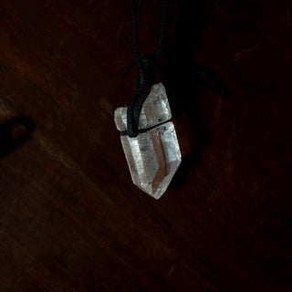 Cord-Wrapped Raw Crystal Necklace