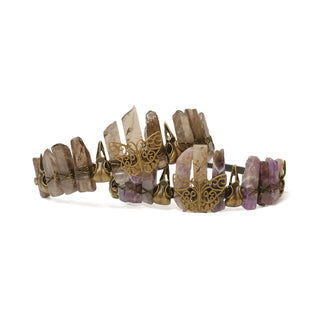 Natural Crystal Crown | Bronze Butterfly & Raven Skull Headband