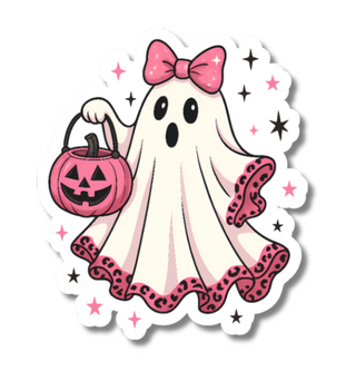 Girly Ghost Halloween Sticker