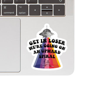 Get In Loser Upward Spiral UFO Cat Vinyl Sticker