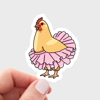 Ballerina Chicken Vinyl Sticker