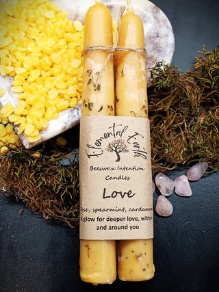 Love Dressed Beeswax Intention Candles for Romance, Self-Love, and Connection