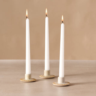 Etched Ceramic Taper Candle Holder | Speckled Stoneware