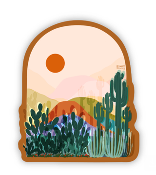 Desert Sunset Cactus Vinyl Sticker
