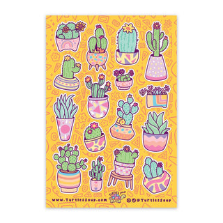 Cute Cacti Planters Vinyl Sticker Sheet