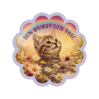 50% Whimsy 50% Rage Kitten Vinyl Sticker