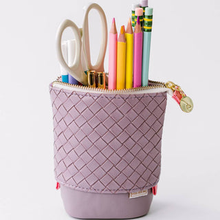 Luxe Standing Pencil Pouch | Lavender Vegan Leather