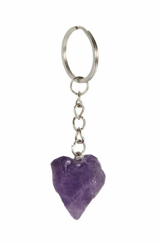 Dark Amethyst Crystal Keychain | Raw Uruguayan Stone