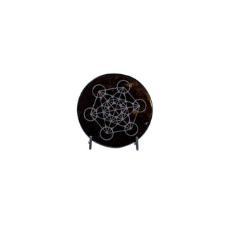 Black Obsidian Sacred Geometry Scrying Plate 4 Inch for Divination and Inner Vision