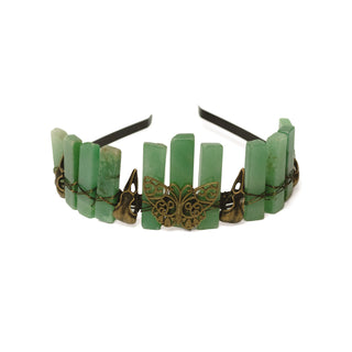 Natural Crystal Crown | Bronze Butterfly & Raven Skull Headband