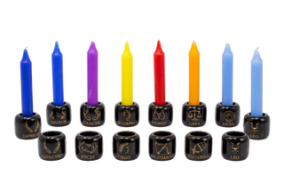 Zodiac Chime Candle Holder | Black Ceramic Astrology Design