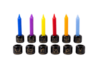 Zodiac Chime Candle Holder | Black Ceramic Astrology Design