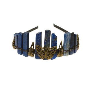 Natural Crystal Crown | Bronze Butterfly & Raven Skull Headband