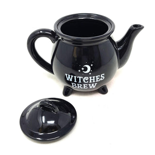 Witches Brew Cauldron Teapot | Black Ceramic Witchy Tea Pot