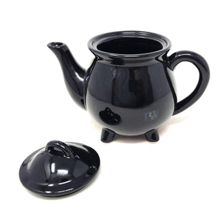 Witches Brew Cauldron Teapot | Black Ceramic Witchy Tea Pot