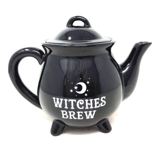 Witches Brew Cauldron Teapot | Black Ceramic Witchy Tea Pot