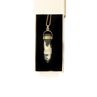 Moss Agate Pendant | Hanger Point w. Sterling Silver Chain