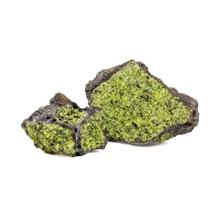 Natural Peridot on Basalt Matrix | Specimen DG25 and DG26
