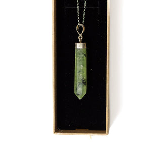 Prehnite Pendant | Polished Point w. Sterling Silver Chain