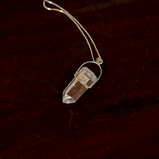 Vogel Cut Clear Quartz Pendant | Hanger Point w. Sterling Silver Chain