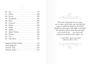 Second page of Table of Contents of the cards in the deck listing all of the 55 goddesses included.