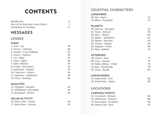 Table of contents of starcodes astro deck