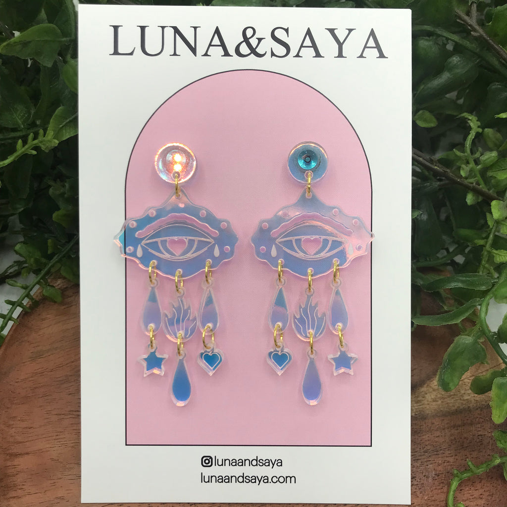 Luna and Saya Sacred Heart Eyes Dangle Earrings